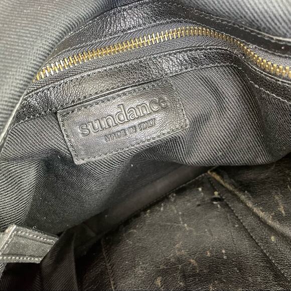 Sundance | Pandora Black Leather Bag Satchel Purse Handbag Made In Italy Tote - Picture 7 of 12